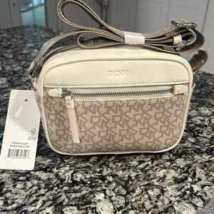 DKNY Marshmellow Logo-Print Beige Crossbody Bag